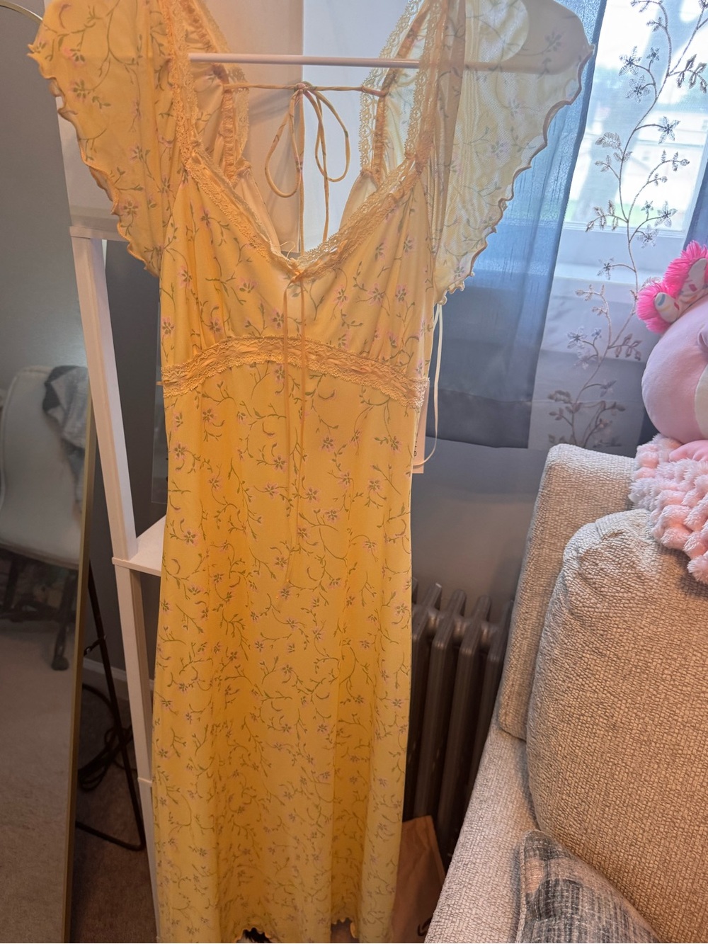 Yellow Floral Sleeveless Midi Dress - Lightweight Style Size M - NWT